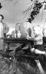 Mom and Mike, picnic table